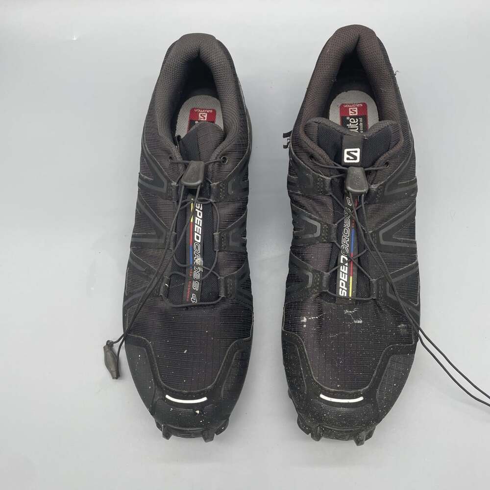 Salomon Mens Speedcross 4 Trail Running Shoes Sz 13 Quicklace Black 383130 READ